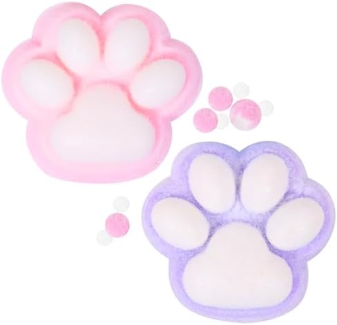 2pcs Big 5in Squishy Cat Paw Squeeze Toys,Cat Paw Squishy,Cute Kawaii Squishies,Fur Ball,Jelly Kitty Funny Fidget Toys Novelty Things Suitable for Adults Kids