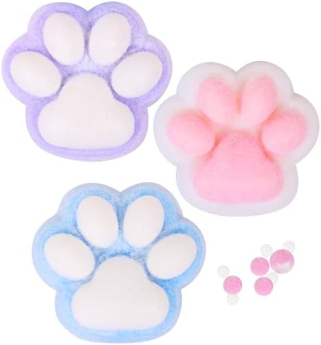 3pcs Big 5in Squishy Cat Paw Squeeze Toys,Cat Paw Squishy,Cute Kawaii Squishies,Fur Ball,Jelly Kitty Funny Fidget Toys Novelty Things Suitable for Adults Kids