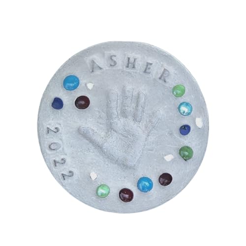 Large DIY Handprint Stepping Stone Kit, Mother's Day Gift, Footprint Stepping Stone (10 Inch + Stamp Set)