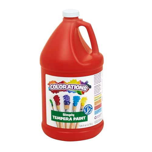 Colorations Paraben-Free Tempera Paint for Kids - 1 Gallon, Vibrant Red, Non-Toxic and Made in the USA, Classroom Must Haves, Bulk Arts and Crafts Supplies
