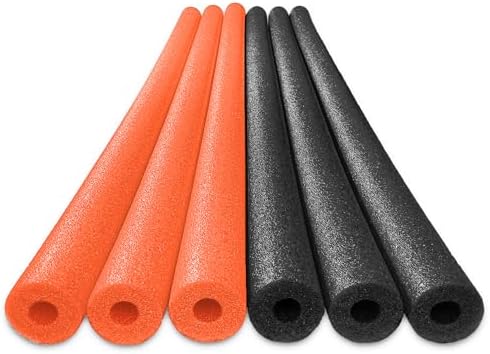 Oodles of Noodles 6 Pack Black Foam Pool Noodles – 48” x 2.5” Hollow Core – Extra Dense, Durable – Made in North America