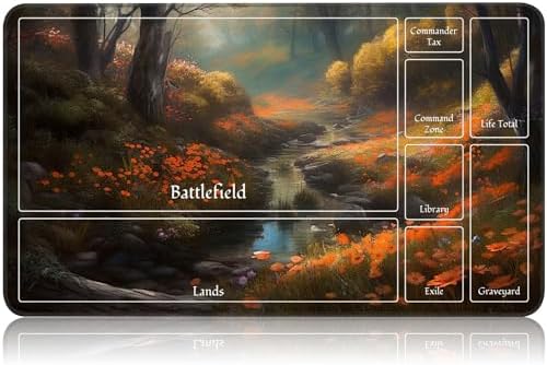 for MTG Game Playmat, for Magic TCG Rubber Play mat,Tabletop Card Playmats with Smooth Surface,Trading Card Inked Game Mat with New Zones,Battle Game,Unmanned Forest
