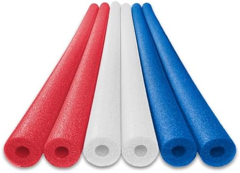 Oodles of Noodles 6 Pack Black Foam Pool Noodles – 48” x 2.5” Hollow Core – Extra Dense, Durable – Made in North America