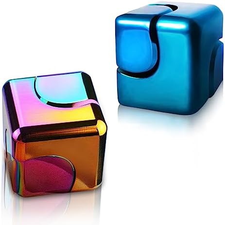 2pc Fidget Spinner Toys Cube Adults, Easter Basket Stuffers for Teens Metal EDC Cool Desk Gadgets Office Toys Small Anxiety Figette Sensory Toy, ADHD Tool Fingears Figet Stress Valentine Gift for Boy