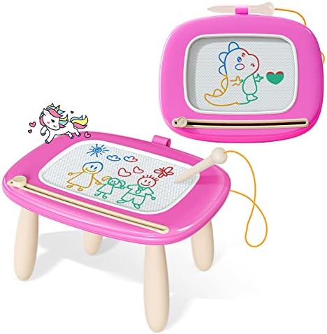 Kikidex Toddler Toys for 1-3 Years, Sturdy Magnetic Doodle Board, Reusable, No Mess, Educational Learning Toys for Kids' Birthday (Rose)