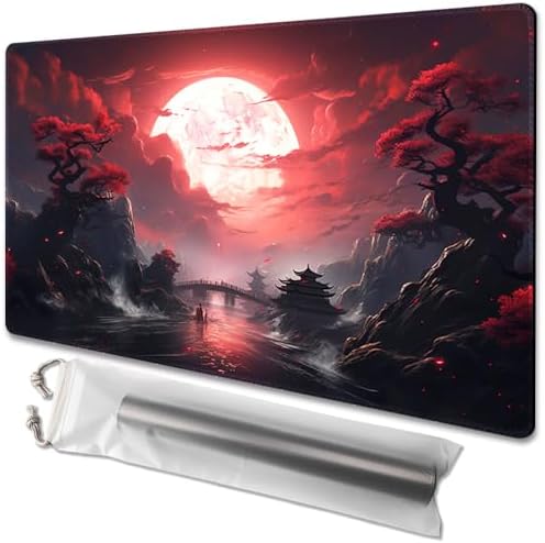 MTG Playmat Size 24x14in Free Storage Bags Non-Slip Backing Printing, Ideal for Card Game Enthusiasts TCG Playmat (No with Zone,Blood Moon Secrets)
