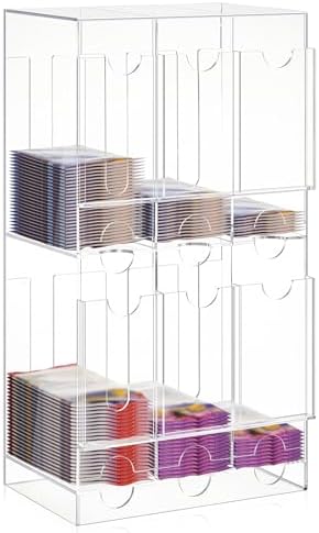 1 Pcs Acrylic Booster Pack Dispenser, Card Dispenser Storage and Organizer, for Trading Card, Booster Packs, Sports & More (Top and Bottom 6 Slots)