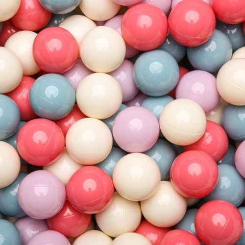 GOGOSO Ball Pit Balls for Toddler, Baby Plastic Playballs Kids Soft Pastel Pelotas Non-Toxic BPA-Free,Cream Pink+Blue+Purple+White,100 Balls