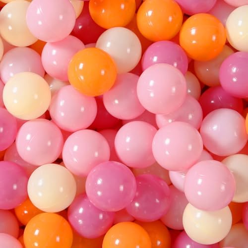 GOGOSO Ball Pit Balls for Toddler, Baby Plastic Playballs Kids Soft Pastel Pelotas Non-Toxic BPA-Free 3pink+Orange+Yellow, 500 Balls