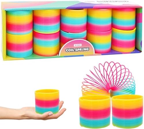 The Dreidel Company Plastic Multicolor Coil Spring, Goody Bag Fillers, Party Favor for Kids, 3" Inches (80mm) (10-Pack)