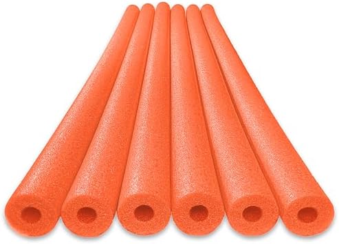 Oodles of Noodles 6 Pack Black Foam Pool Noodles – 48” x 2.5” Hollow Core – Extra Dense, Durable – Made in North America