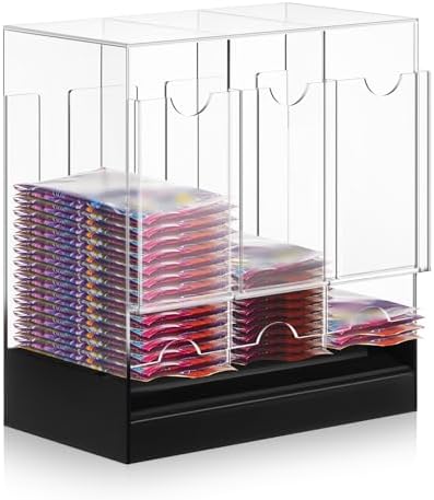 1 Pcs Acrylic Booster Pack Dispenser, Card Dispenser Storage and Organizer, for Trading Card, Booster Packs, Sports & More (Black Base 3 Slots)