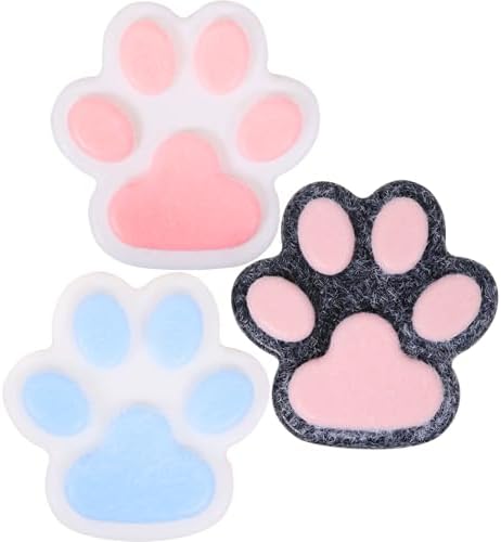 3pcs Big 5.5in Thin Squishy Cat Paw Squeeze Toys,Cute Kawaii Squishies,Cat Paw Fur Ball,Jelly Kitty Paw Squishy Funny for Adults Kids (3pcs Black+Pink+Blue Big 5.5in Thin)