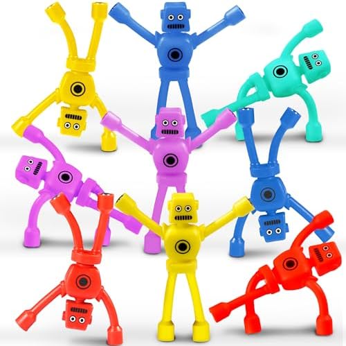 10Pcs Magnetic Robot Men Travel Toys for Toddlers Kid Boy Quiet Airplane Road Trip Travel Activities Essential Fridge Magnets People Fidget Toy Adults Autism Sensory Stress Relief for Office Classroom