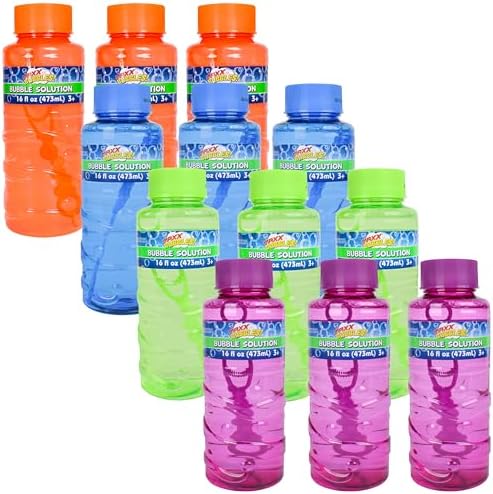 12 Pack of 16oz Non Toxic Bubble Solution Bottles, Value Pack Bubbles, Bubble Refills for Toddler Kid, 1 Dozen Bulk Bottles -192 Ounces, Bubble Machine Refills, Birthday Party Favor