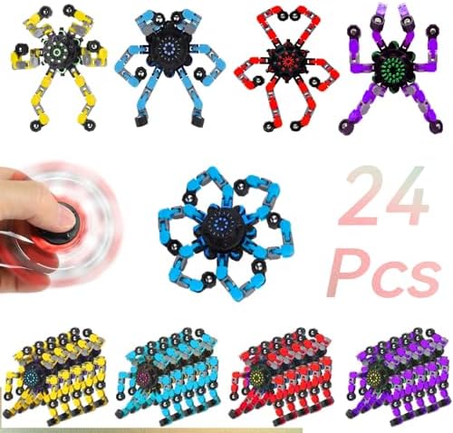 24pcs Transformable Fidget Spinners Children's Advanced Fidget Toys for Stress Relief Ideal Fidget Spinners for Sensory Toys for Boys and Girls with Autism,Party Favors