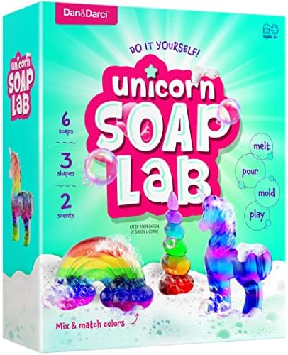 Dan&Darci Unicorn Soap Making Kit - Girls Crafts DIY Project Age 6+ Year Old Kids - Unicorn Girl Gifts - Science STEM Activity Teenage Gift - Make Your Own Soap Kits - Craft Toys Ages 6 7 8 9 10 11 12