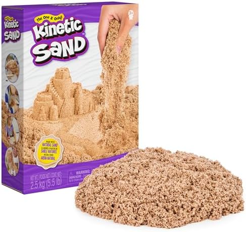 Kinetic Sand, 5.5lbs (2.5kg) Natural Brown Play Sand, Bulk Box for Arts and Crafts, Sandbox (Packaging May Vary), Moldable Sensory Toys, Ages 3 and up