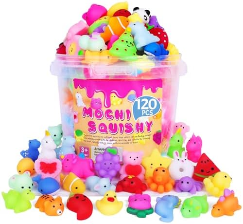 120 Pack Squishy Toys, Mochi Squishy Bulk Squishys Party Favors for Kids, Squishies for Kids,Fidget Stress Toys, Treasure Box Toys for Classroom Prizes, Goodie Bags Fillers Birthday Gifts