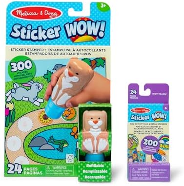 Melissa & Doug Sticker Wow!™ Bunny Bundle: 24-Page Activity Pad, Stamper, 500 Stickers, Mini Pad, Arts and Crafts Fidget Toy Collectible Character