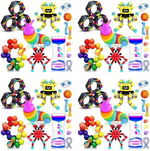60 Pack Sensory Fidget Toys for Kids Classroom, Autism Sensory Product Calm Down Fidgets for Kids Age 5-7, 8-12, ADHD Stress Relief Travel Toys Christmas Stocking Stuffers for Kid Teens