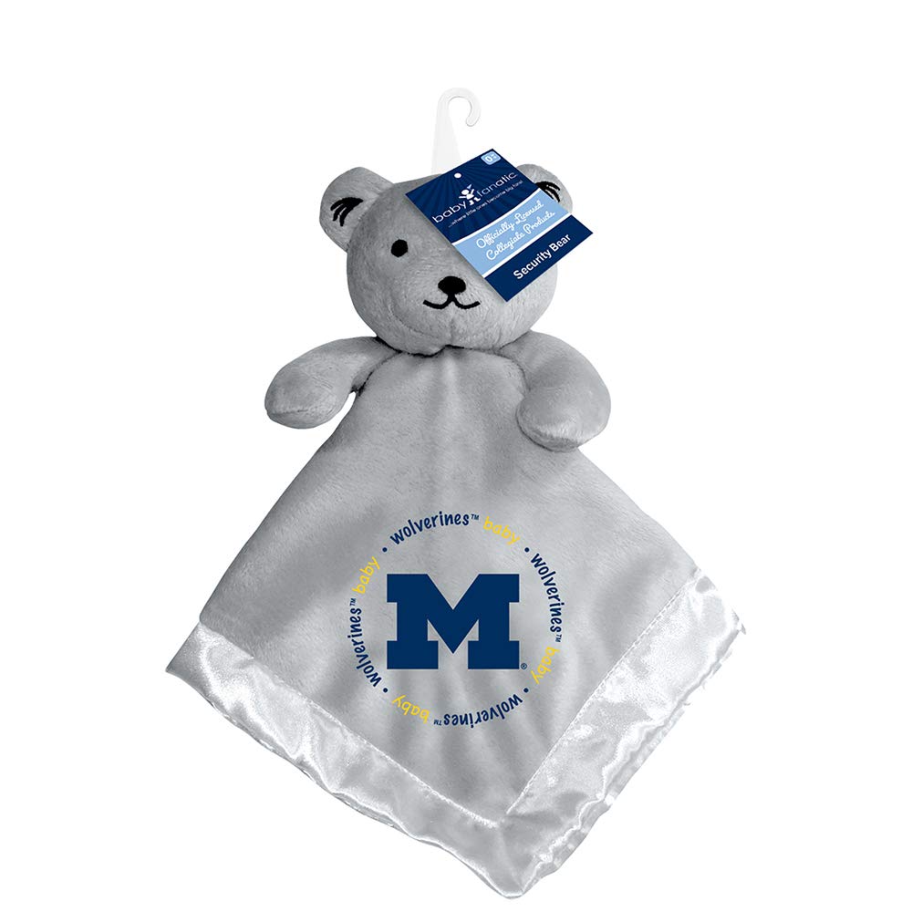 Baby Fanatic Toddler Security Bear Blanket, Michigan Wolverines, Plush Stuffed Animal, Gray