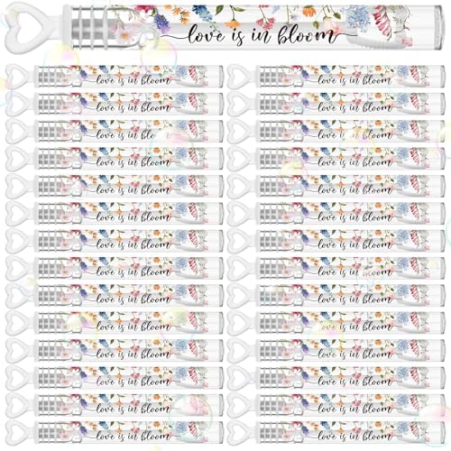 120 Count Wedding Mini Bubble for a Wedding Wands Bulk Heart Bubble Wand for Guests Send Off Party Supplies Valentine Anniversaries Celebration (Wild Flower)