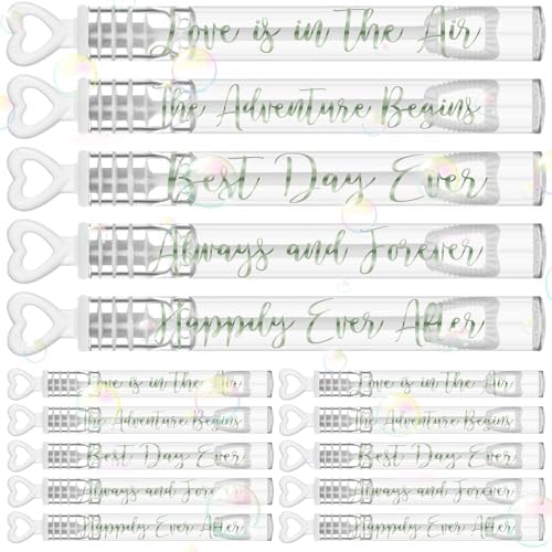 120 Count Wedding Mini Bubble for a Wedding Wands Bulk Heart Bubble Wand for Guests Send Off Party Supplies Valentine Anniversaries Celebration (Sage Green)