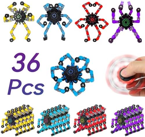36pcs Transformable Fidget Spinners Children's Advanced Fidget Toys for Stress Relief Ideal Fidget Spinners for Sensory Toys for Boys and Girls with Autism,Party Favors