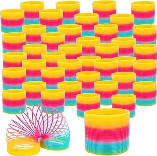 The Dreidel Company Plastic Multicolor Coil Spring, Goody Bag Fillers, Party Favor for Kids, 3" Inches (80mm) (80-Pack)
