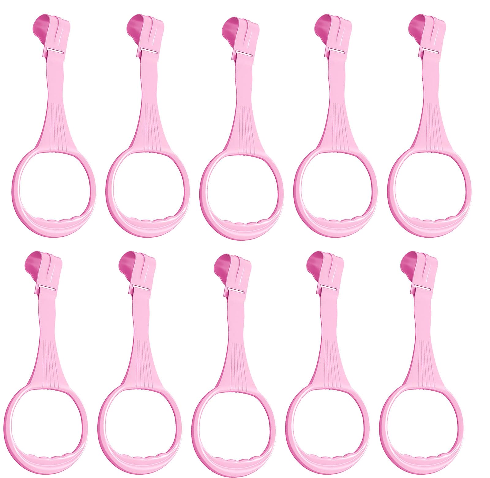 10pcs Walk Assistant Plastic Baby Crib Pull Rings for Baby Pull Up Rings Cot Hanging for Infant Toddler Practice Tool (Pink 10pcs)