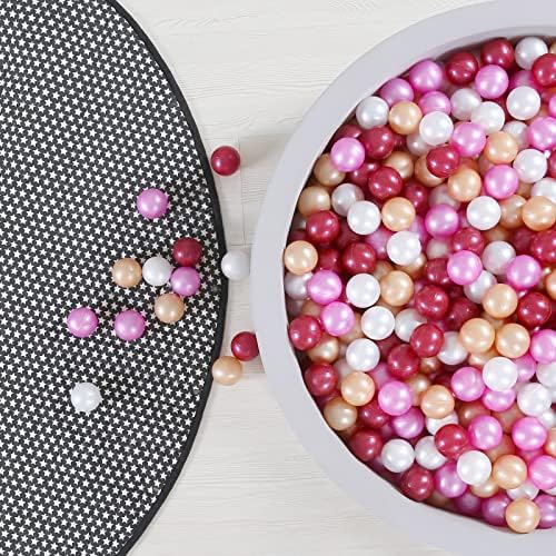 GOGOSO Ball Pit Balls for Toddler, Baby Plastic Playballs Kids Soft Pastel Pelotas Non-Toxic BPA-Free,Dark Pink+Gold+White+red,100 Balls