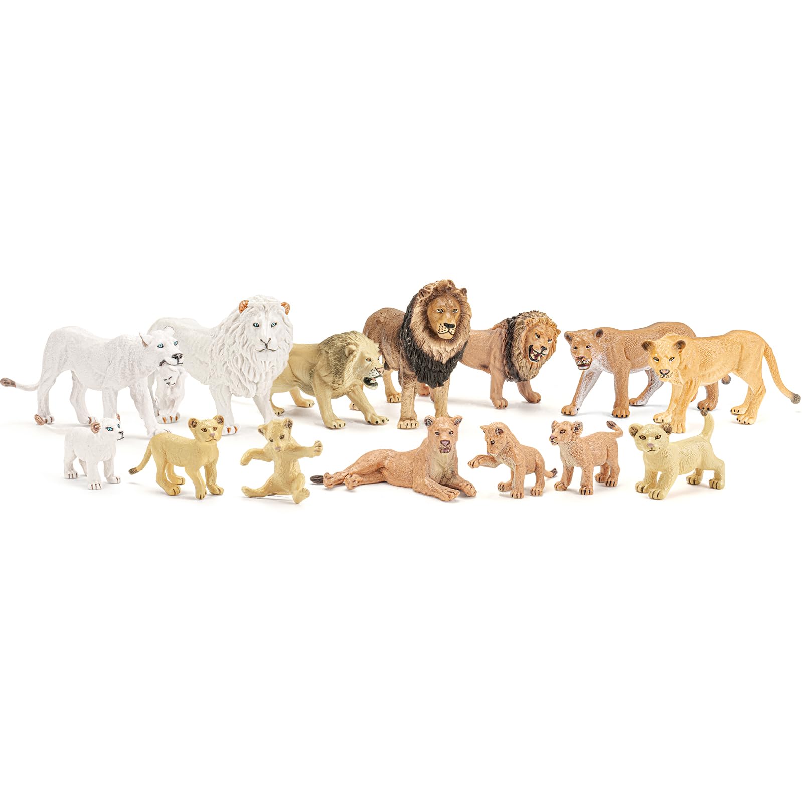 15PCS Lion Figurines Family, African Jungle Animals Lion Toys,Realistic Animal Figures,Educational Toy Cake Toppers Birthday Gift for Kids Boys Girls 3 4 5 6 7 8 Years Old