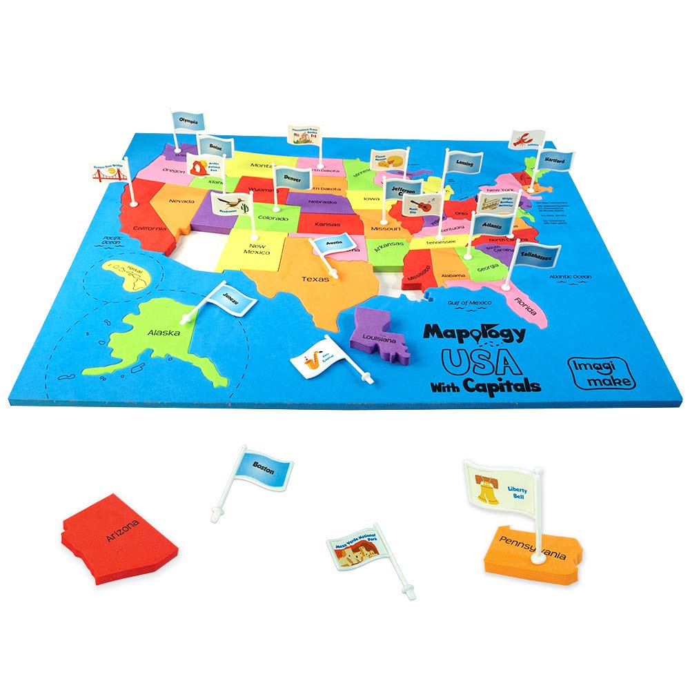 Imagimake Mapology USA Map with Capitals | Learning States and Capitals | US Geography Toys for Ages 8-13 | Jigsaw Puzzles for Kids Ages 8-10 | Educational Back to School Gifts for Kids Age 5-7 & 9-12