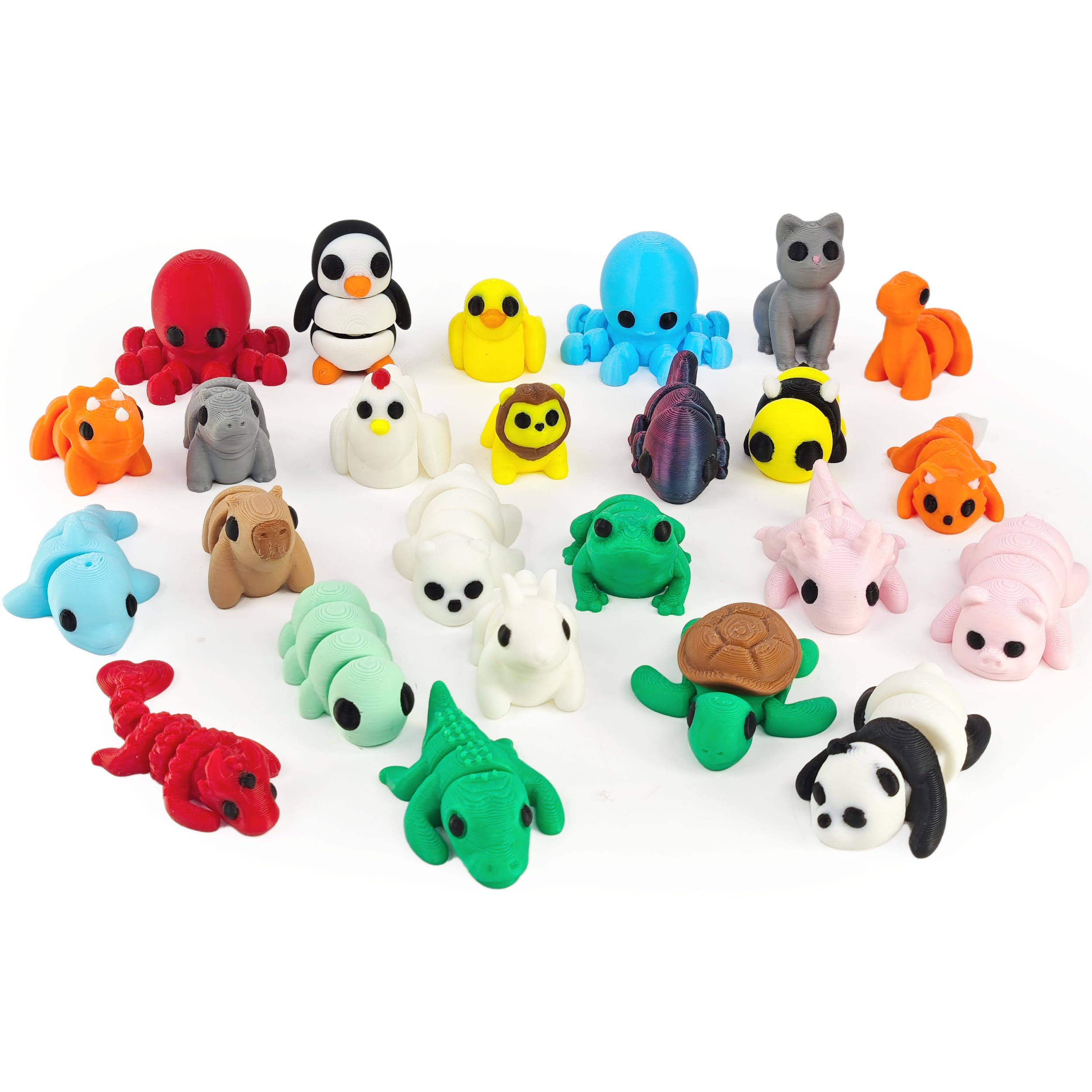 25 pcs Animal Figurines, 3D Printed Animal Figurines Set, Articulated, Party Favors, Pocket Fidget Toys Bulk, Goodie Bag Stuffers, Gifts for Boys Girls Toddlers, Office Desk Pets, Classroom rewards