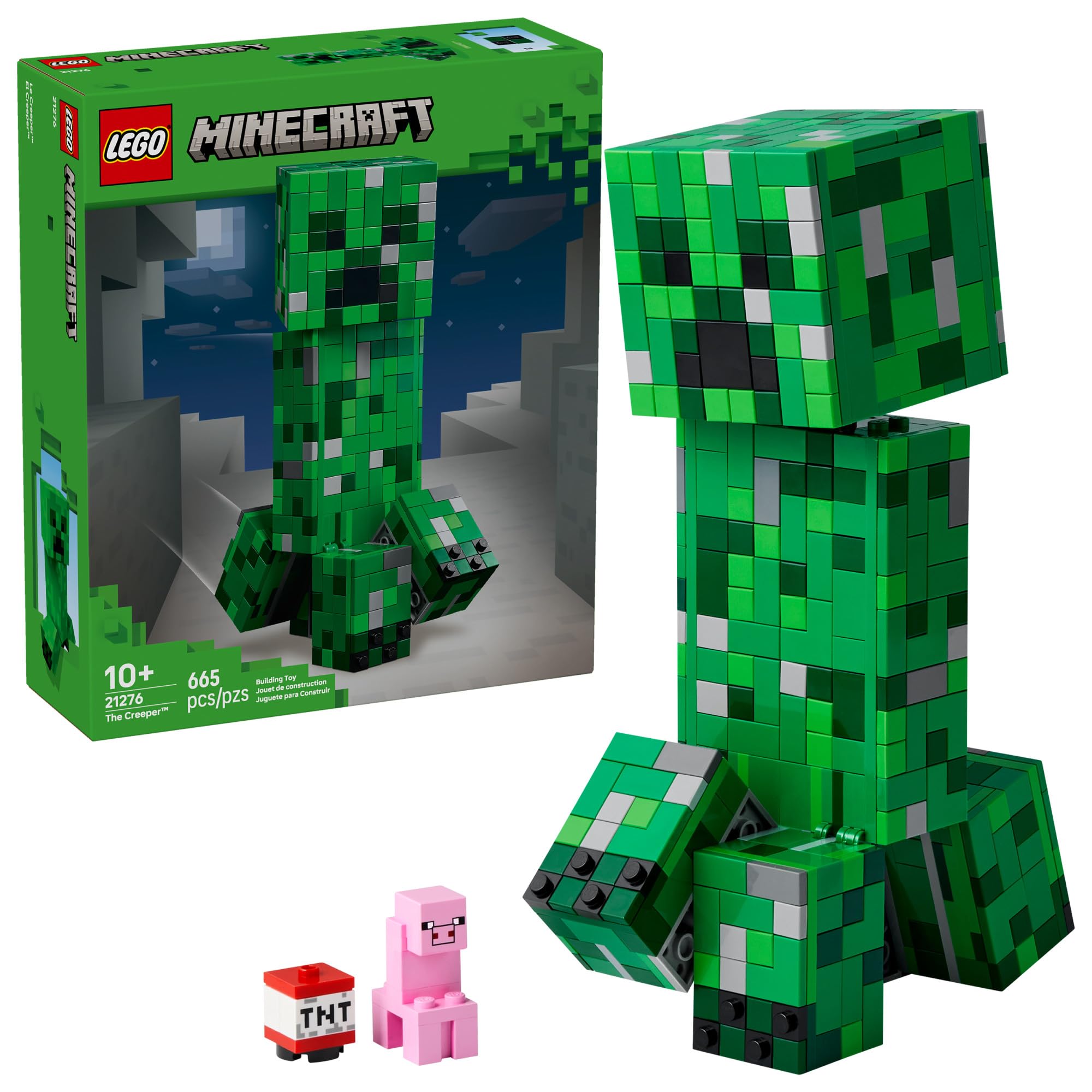 LEGO Minecraft The Creeper Kids Toy - Minecraft Toy for Gaming Fans - Room Decor for Gamers 10 and Up - Poseable Action Figure with 1st Version Minifigure - Gift for Boys and Girls - 21276