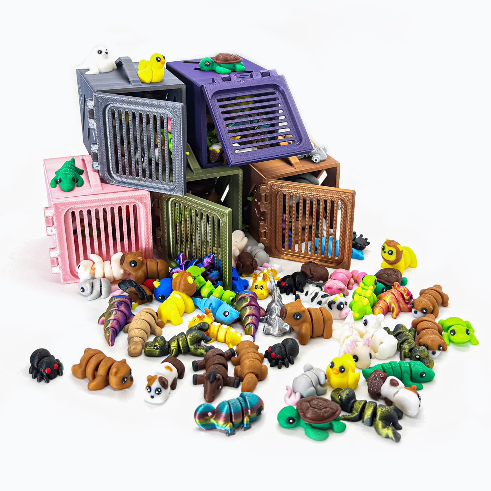 30Pcs Mystery Mini Animals Figures Set, 3D Printed Small Animal Flexible Fidget, 3D Printed Cute Animal Home, Executive Desk for Christmas Decoration, Tiny Animals Figurines Exquisite Cute Pet