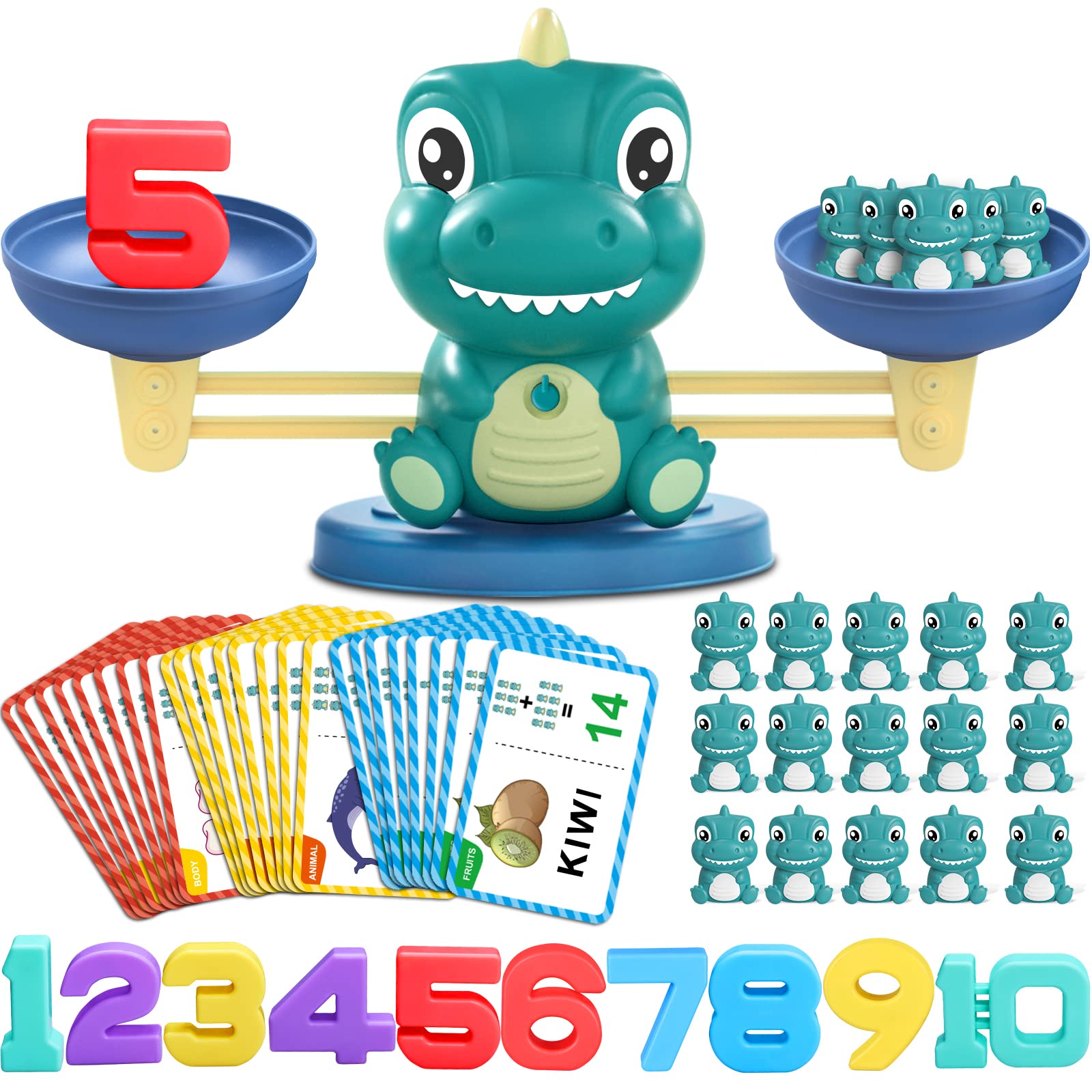 Kaodezhu Dinosaur Math Balance Toys - Montessori Toys for 3 Years Old Kids, Learning and Educational Toys for Boys and Girls - Birthday Gifts for 4 5 6 7 Year Old Boys