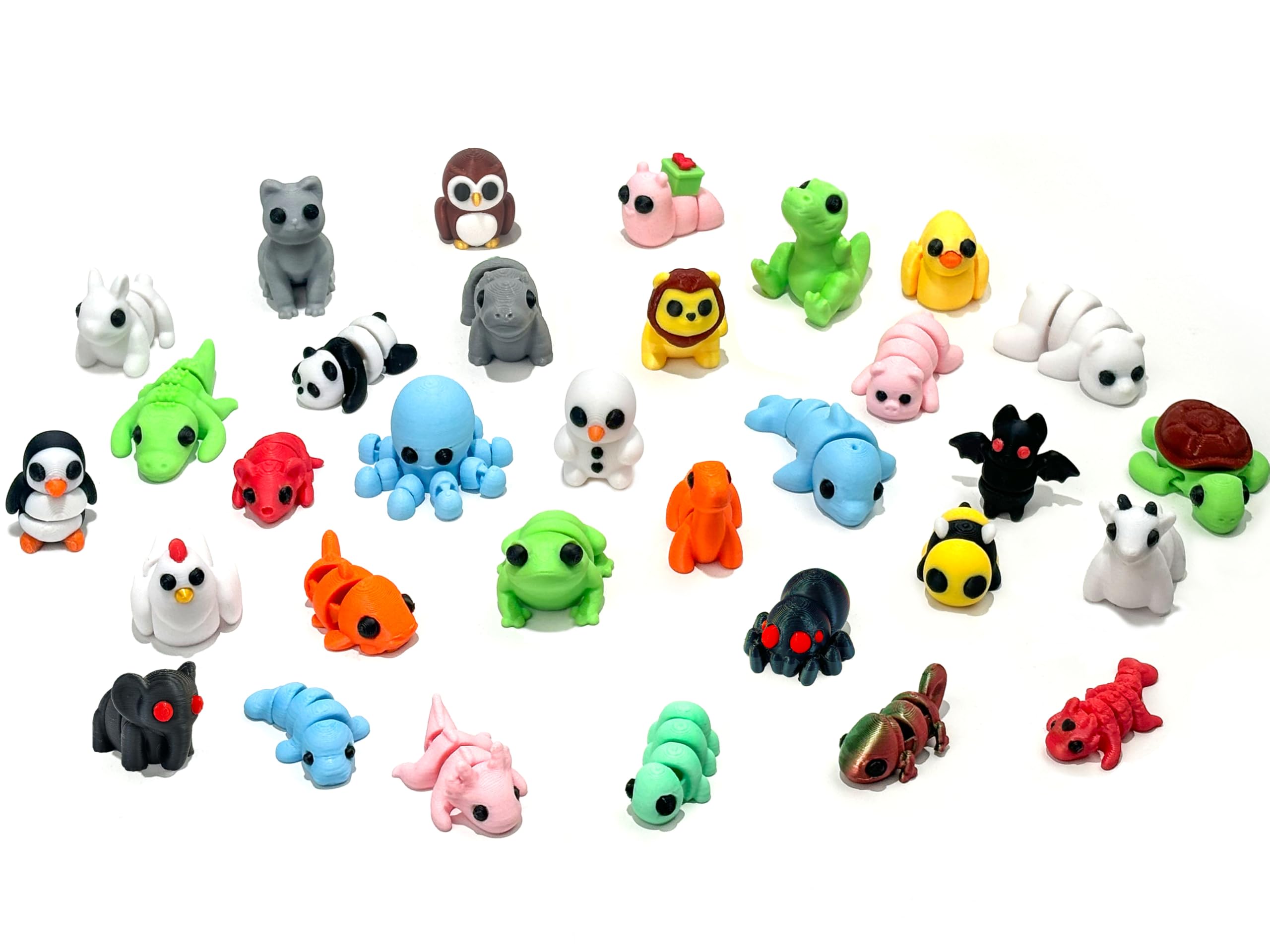 32pcs Mini Animal Figurines Set,3D Printed Articulated Flexible Fidget Toy, Figurines Toy,Cute Animal Toys for Home, Office, Decor