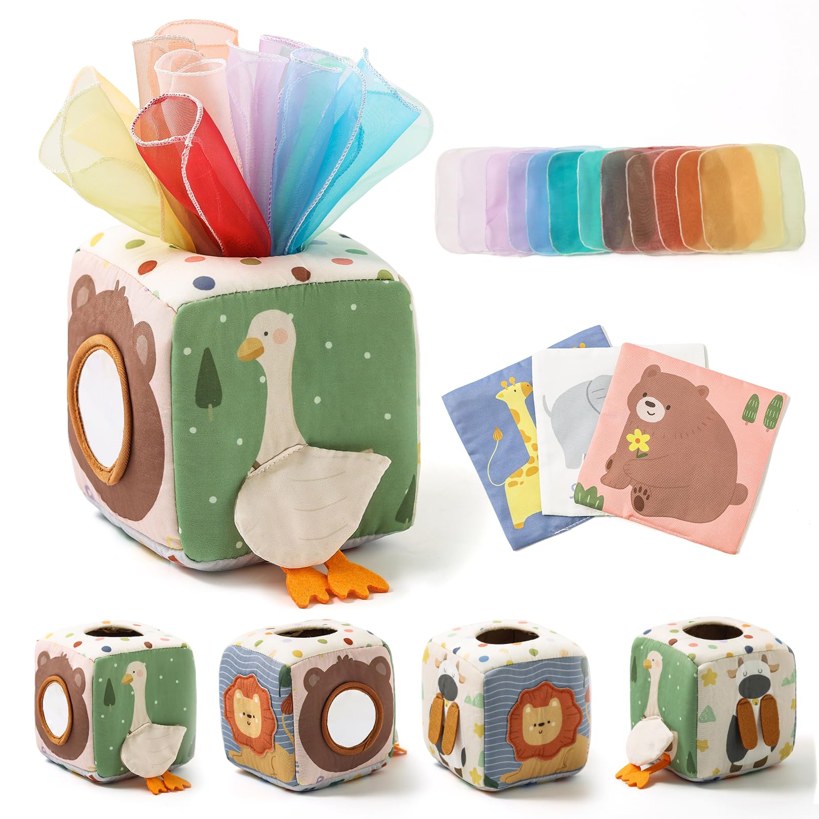 Youuys Baby Tissue Box Toy for Babies 6-12 Months - Montessori Toys Baby Tissue Box Sensory Toys for 1 Year Old - Boy Girl Gifts for Babies 6 12 18 Months Old