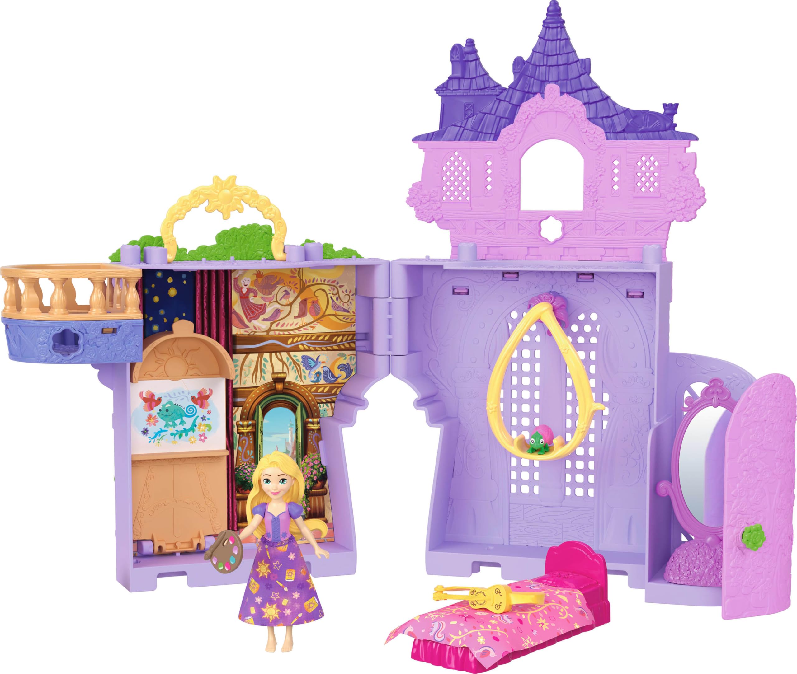 Mattel Disney Princess Toys, Rapunzel Storytime Stackers Doll House Tower with Rapunzel Small Doll, 1 Pascal Figure & 7 Accessories, Inspired by Movie