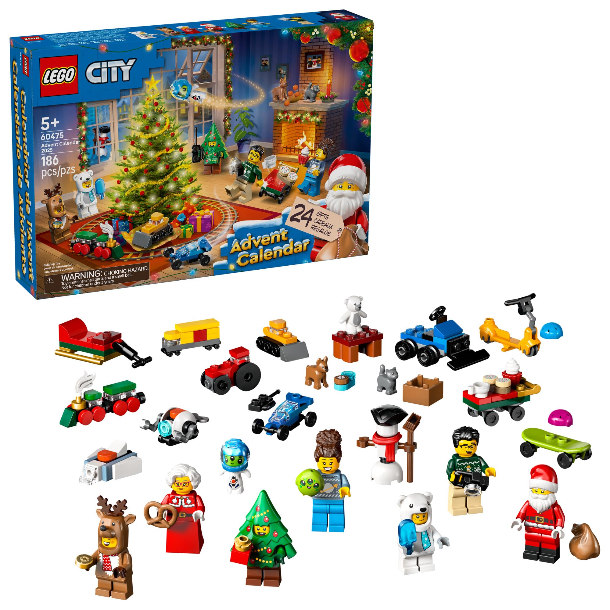 LEGO City Advent Calendar 2025 Kids Toy - Holiday Countdown Playset W/Santa & Mrs. Claus Minifigures for Boys & Girls, Ages 5+ - 24 Buildable Surprises - Gift Idea for Christmas - 60475
