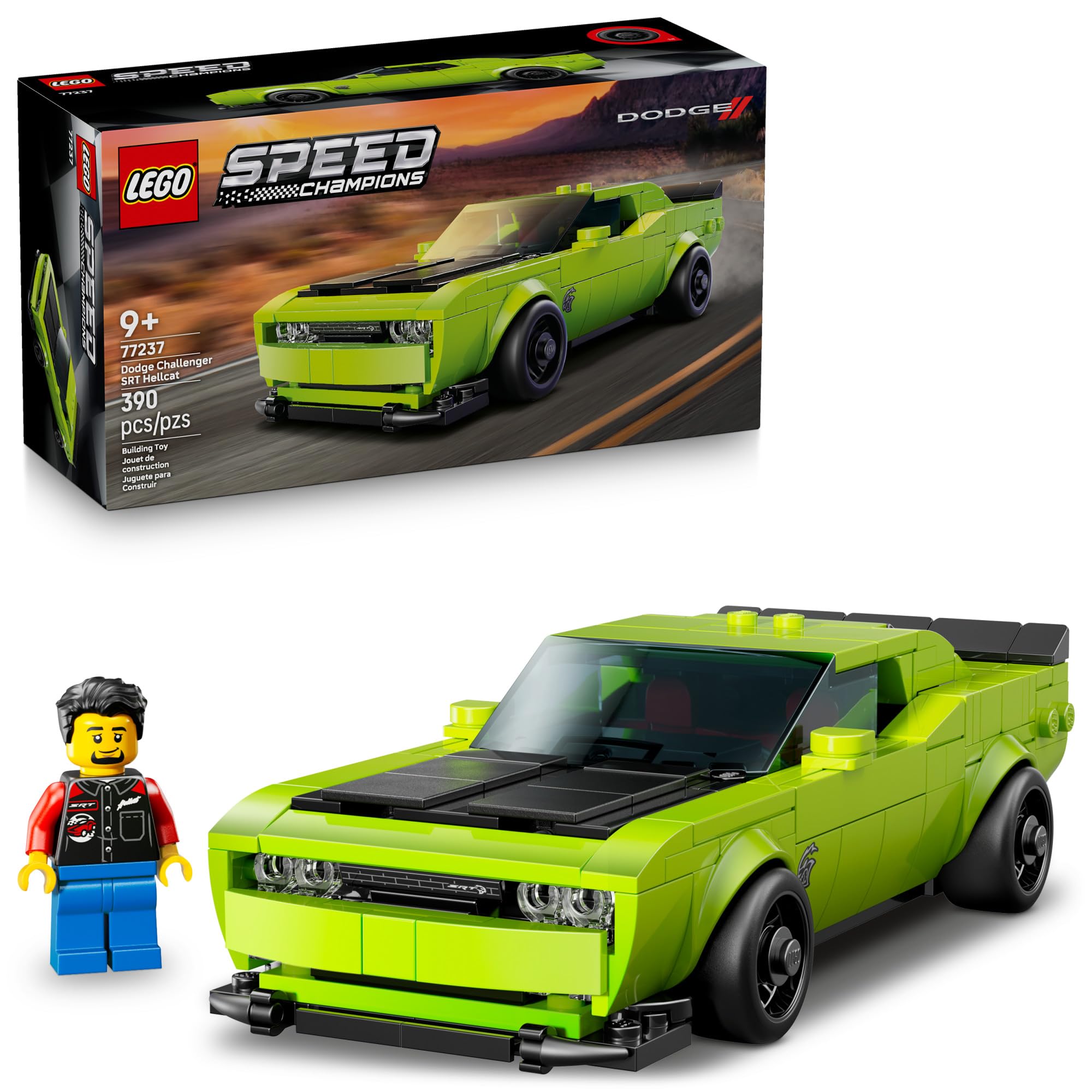 LEGO Speed Champions Dodge Challenger SRT Hellcat Sports Car Toy - Building Set for Learning, Play and Display - Kids Toy for Boys and Girls, Ages 9+ - Birthday Gift Idea for Race Car Fans - 77237
