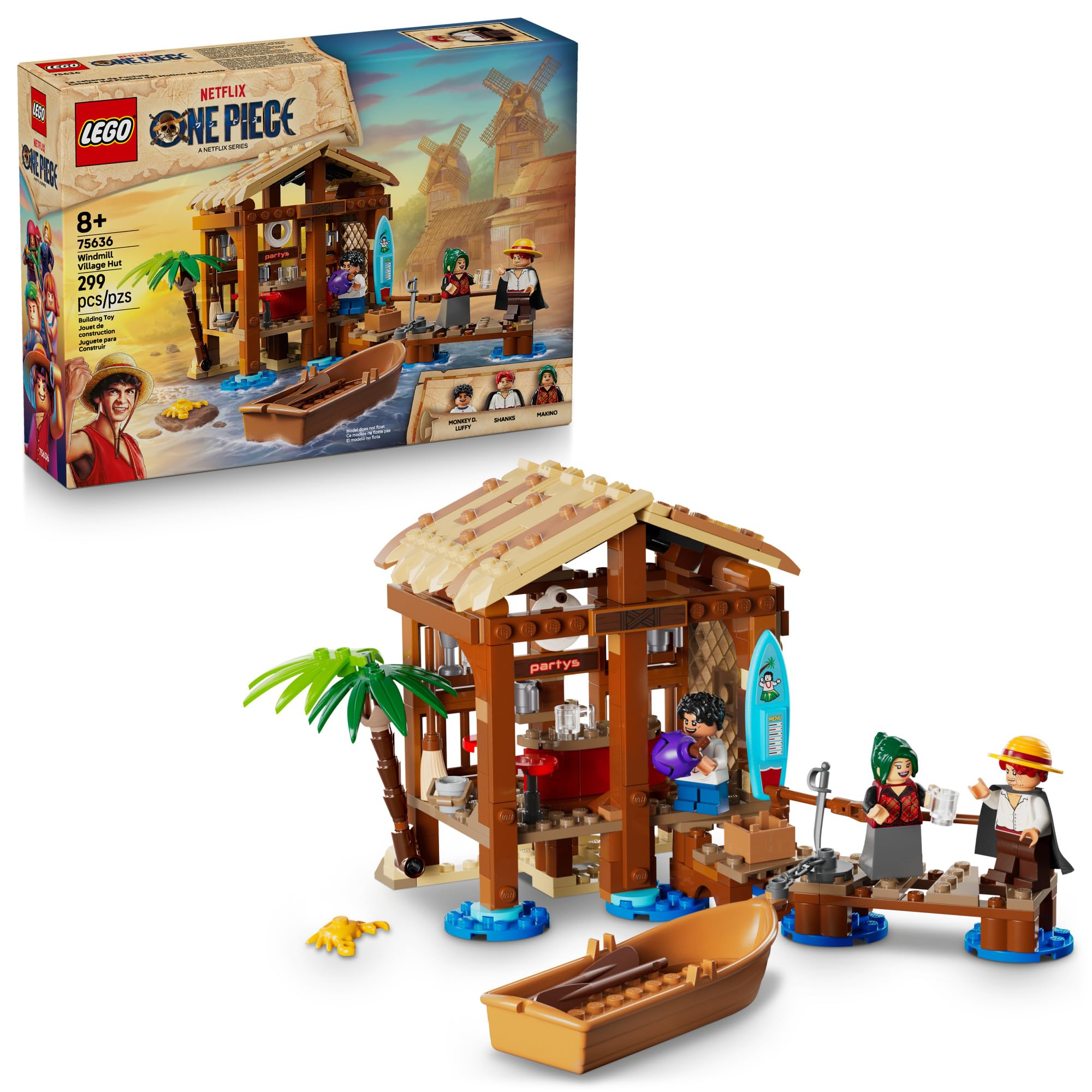 Lego ONE Piece Windmill Village Hut Building Blocks - Pretend Play Building Toy for Boys & Girls, Ages 8+ - Toy Figures & Playset for Anime Fans - Gift Idea for Birthdays - 75636