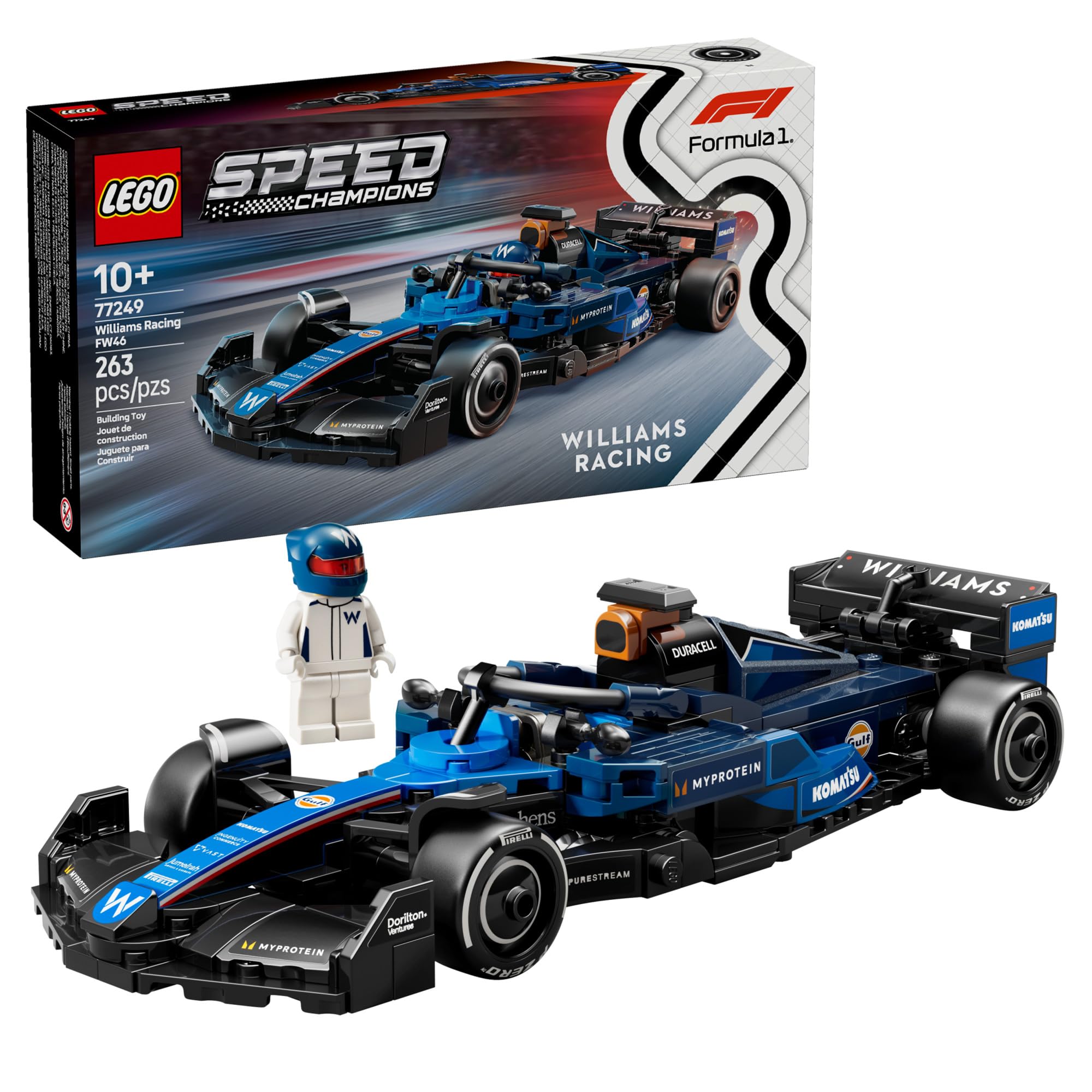 LEGO Speed Champions Williams Racing FW46 F1 Race Car Toy - Building Set for Kids, Boys & Girls, Ages 10+ - Toy Car for F1 Fans - Gift Idea for Birthday - 77249
