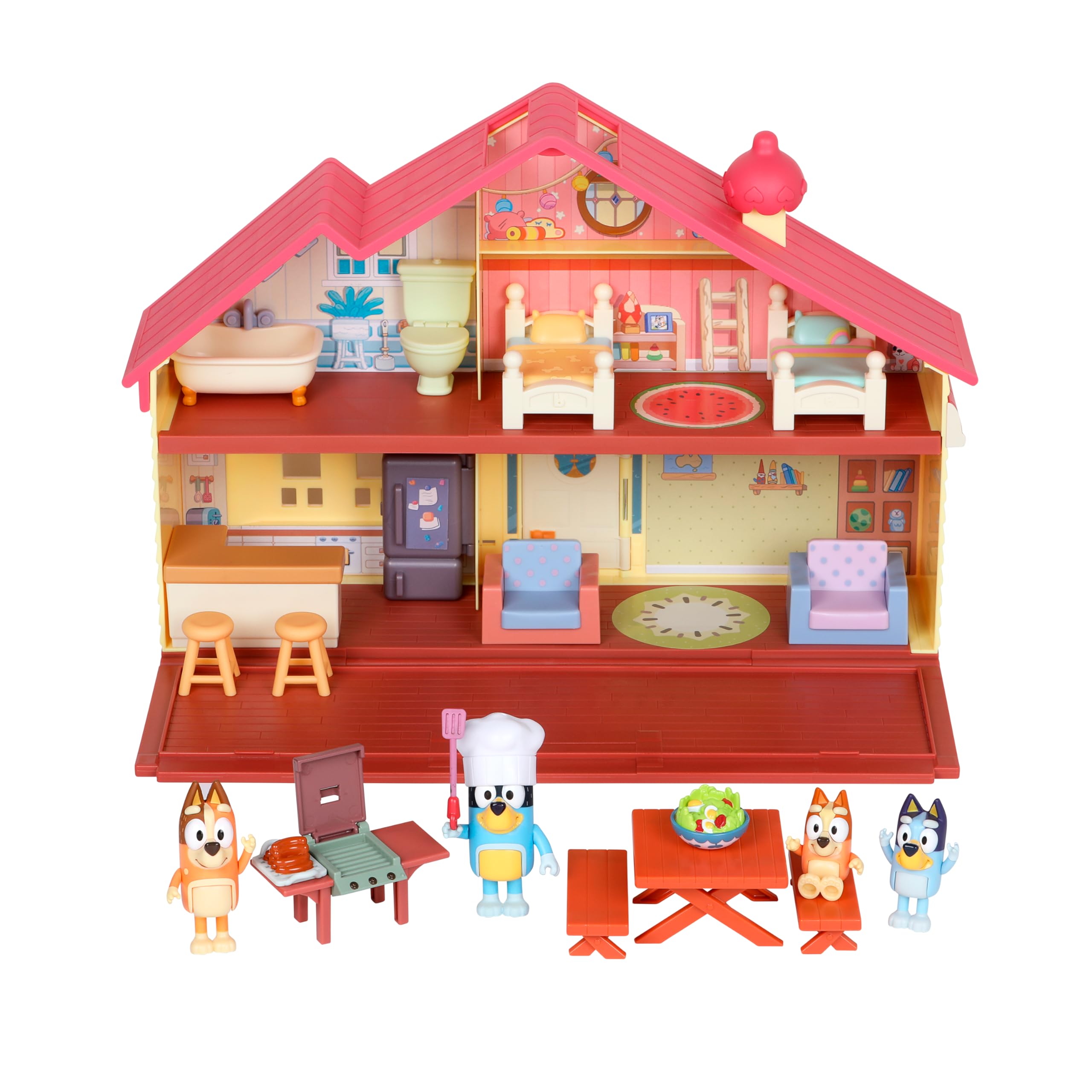 Bluey Toy House Playset, Mega Bundle Family Home & BBQ Playhouse Toys, Bluey, Bingo, Bandit, Chilli, House Playset for Toddlers 3-5, Amazon Exclusive