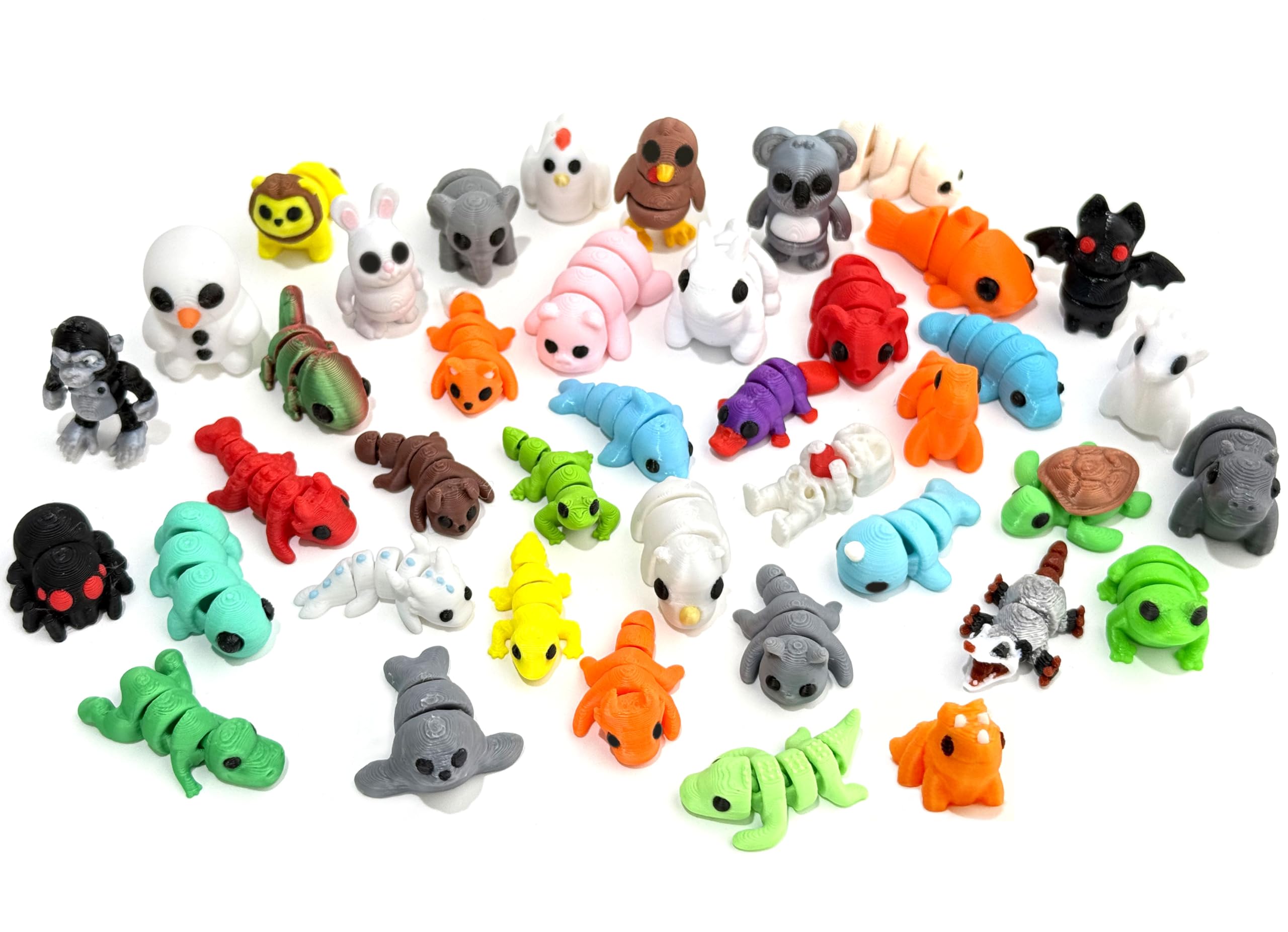 41pcs Mini Animal Figurines Set,3D Printed Little Animals Articulated Flexible Fidget Toy,Mini Animal Figurines Toy,Cute Animal Toys for Home, Office, Decor