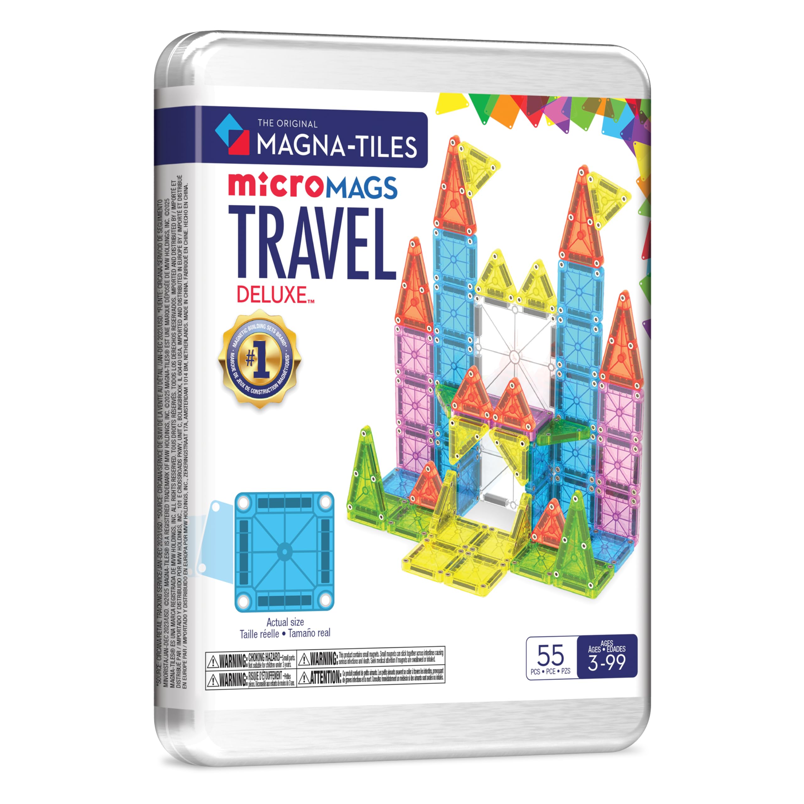 MAGNA-TILES microMAGS Travel Set Deluxe 55-Piece Magnetic Construction Set, The Original Magnetic Building Brand