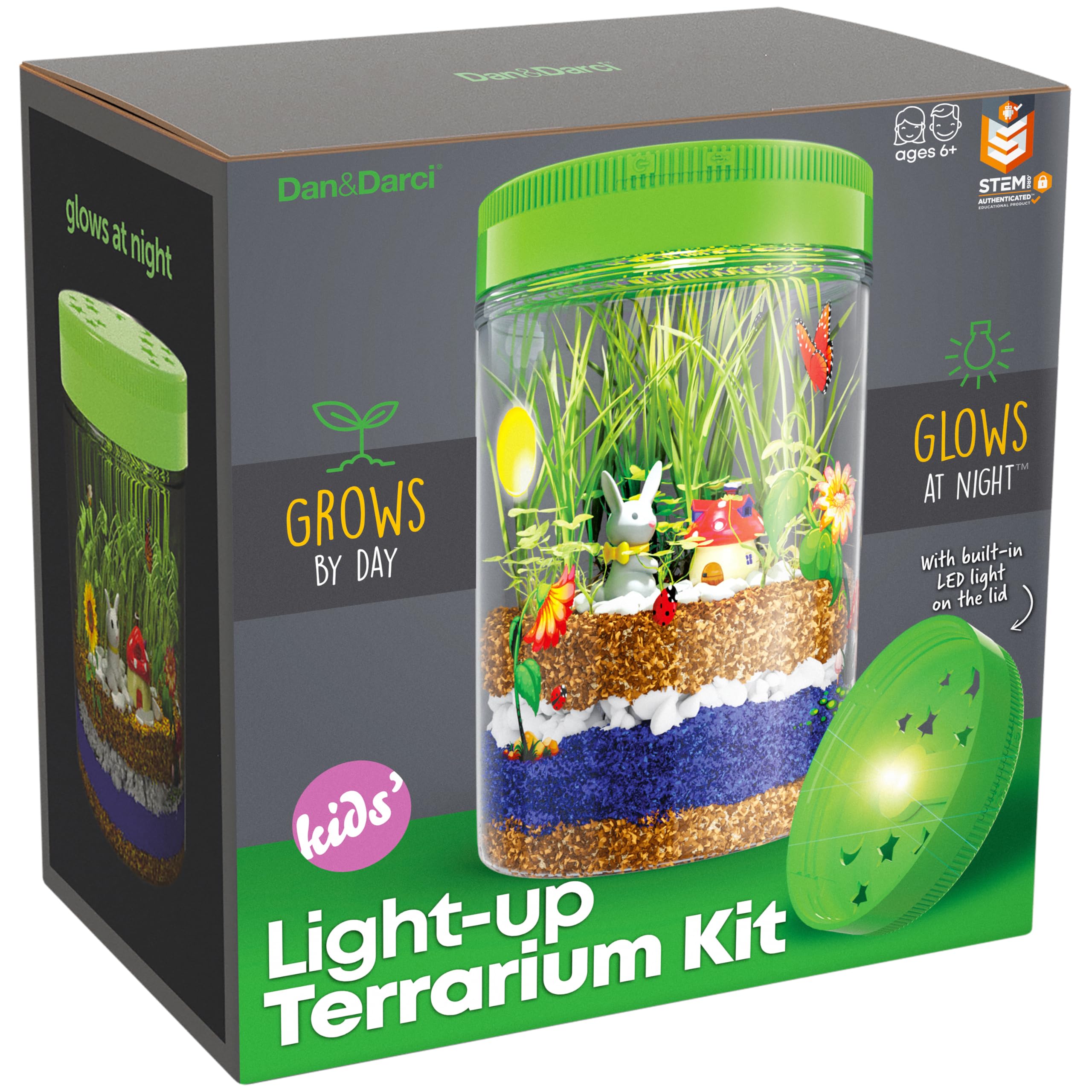 Dan&Darci Light-Up Terrarium Kit for Kids - STEM Science Kit - Educational DIY Toy for Boys & Girls - Birthday Gift - Craft Project Idea for Ages 6 7 8 9 10 11 12 Year Old