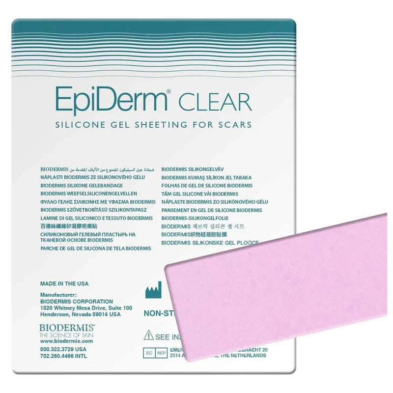 BIODERMIS Epi-Derm Keloid C-Strips, Silicone Gel Sheeting for Scars, Ideal for C-Section, Tummy Tuck, Hysterectomy & Cardiac Surgery Scars, Premium Grade Scar Sheets, Reusable 1.4x6 in -1 Pack, Clear